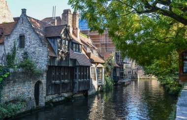 Kanallı Old Bruges şehri. 