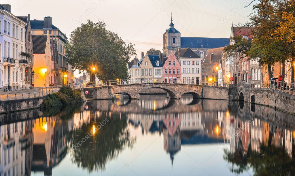 Beautiful Old Bruges cityscape 