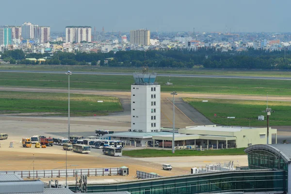 Widok z lotu ptaka na lotnisko Tan Son Nhat (Sgn) — Zdjęcie stockowe