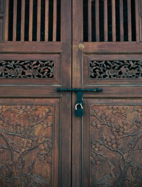 Details of wooden door of Chinese architectur