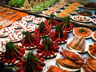 Seafood at night market in Taipei, Taiwan 
