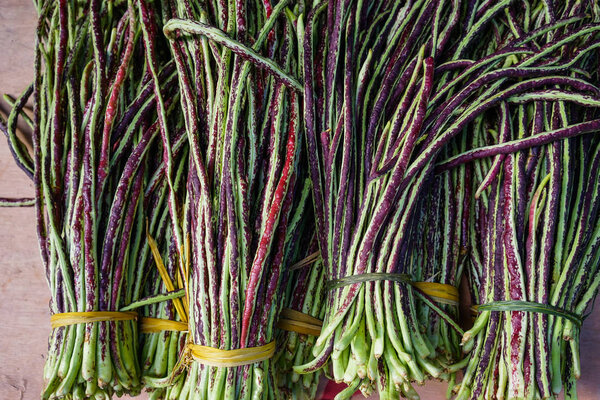 Yardlong bean for sale at rural market — Stock Photo, Image