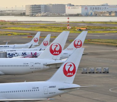 Tokyo Hadena Havaalanı 'ndaki yolcu uçağı. 