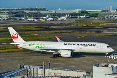 Tokyo Hadena Havaalanı 'ndaki yolcu uçağı. 