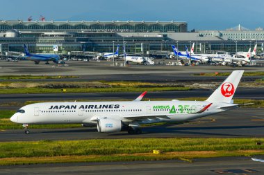 Tokyo Hadena Havaalanı 'ndaki yolcu uçağı. 