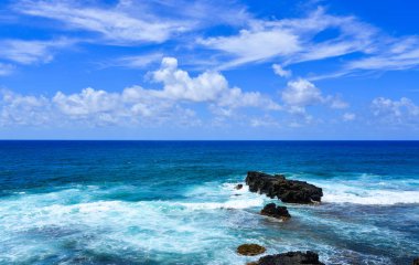 Mauritius Adası 'nın güzel deniz manzarası 