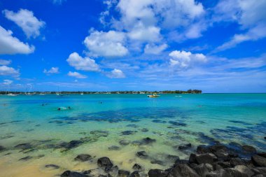 Mauritius Adası 'nın güzel deniz manzarası 