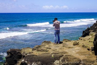 Mauritius Adası 'nın güzel deniz manzarası 