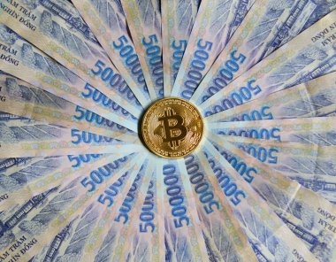 Kağıt para kavramlı Bitcoin 