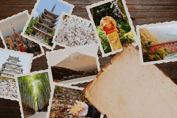 Giappone miglior punto di riferimento cartoline collage — Foto Stock