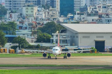Saigon havaalanına iniş yolcu uçak 