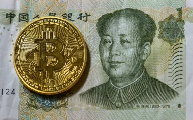 Çin Renminbi billnote ve altın bitcoin