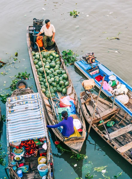Nga Nam Floating Market in Mekong Delta, Vietnam — 스톡 사진