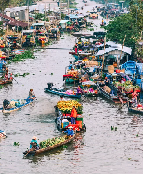 Nga Nam Floating Market in Mekong Delta, Vietnam — 스톡 사진