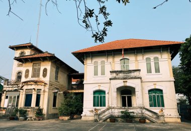 My Tho, Vietnam 'da Fransız sömürge mimarisi. Tho 'm Güney Vietnam' ın Mekong Delta bölgesinde..
