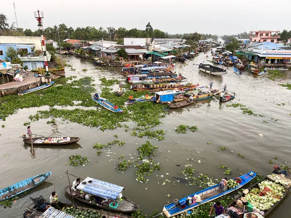 Soc Trang Vietnam Jan 2020 Діяльність Плаваючому Ринку Nga Nam — стокове фото