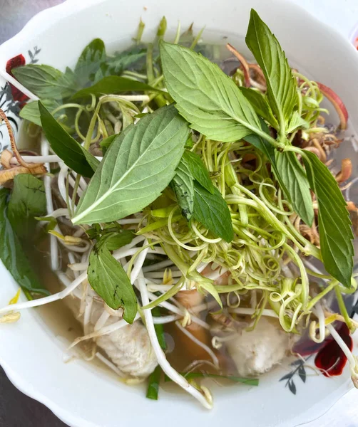 Vietnam Mekong Delta Daki Yerel Bir Restoranda Balık Eriştesi Bun — Stok fotoğraf