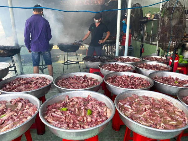 Vinh Long Vietnam Januari 2020 Rauw Varkensvlees Bij Lokaal Restaurant — Stockfoto