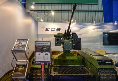 Singapur - 12 Şubat 2020. Changi, Singapur 'da silah teçhizatı modelleri gösteriliyor. Savunma maliyetleri artıyor, özellikle Doğu Asya 'da..