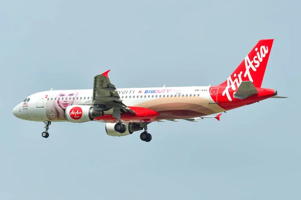 Singapur Feb 2020 Aqc Airasia Airbus A320 Big Duty Free — Foto de Stock