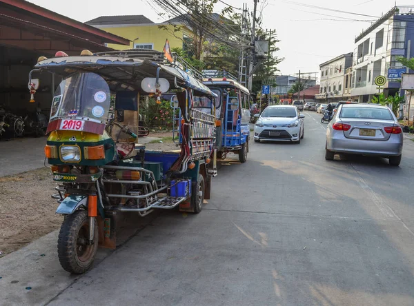 Vientiane Laos Enero 2020 Tuk Tuk Taxi Calle Vientiane Laos —  Fotos de Stock