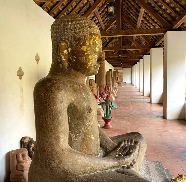 Oud Boeddhabeeld Bij Pagode Vientiane Laos Naar Schatting Van Totale — Stockfoto