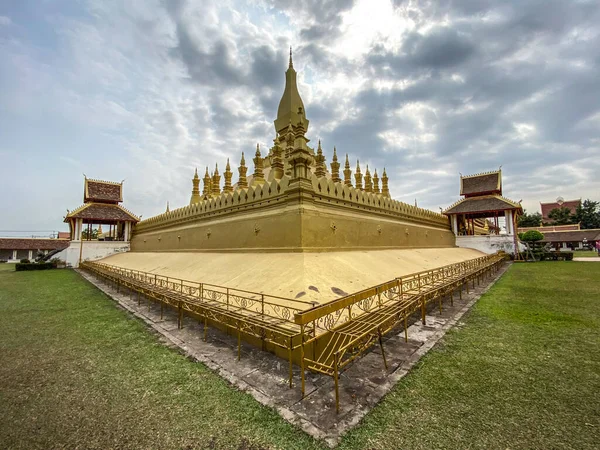 Pha Luang Alte Buddhistische Pagode Vientiane Laos Ist Eines Der — Stockfoto