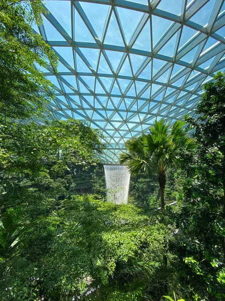 Singapur Februar 20120 Rain Vortex Ein Hoher Überdachter Wasserfall Inneren — Stockfoto