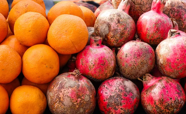 Granaatappel Sinaasappelfruit Markt Tbilisi Georgië — Stockfoto