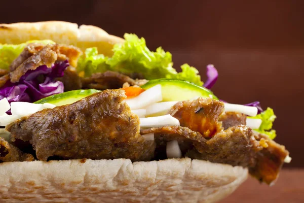 Beef Kebab in a bun — Stock Photo, Image