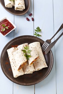 sebze ve et fasulye burritos sarar 