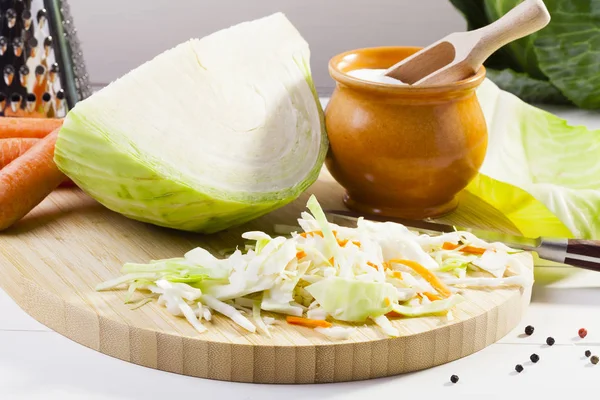 Fresh cabbage prepared for pickling — Stock Image Fresh cabbage prepared for pickling Stock Photo