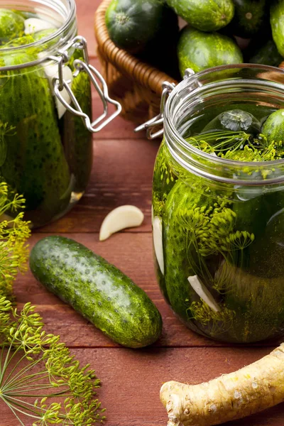 Homemade pickles in brine — Stock Photo, Image