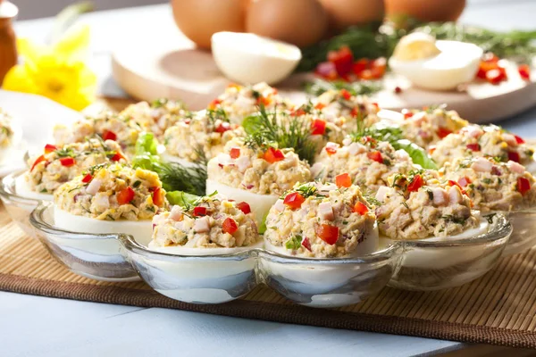 Stuffed chicken eggs — Stock Photo, Image