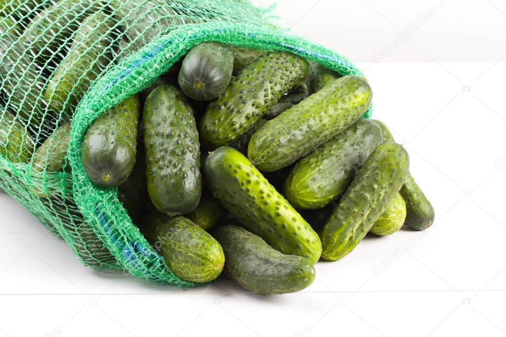 Green fresh cucumbers