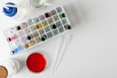 Kimyasal ve biyolojik testler için laboratuvar ekipmanları.
