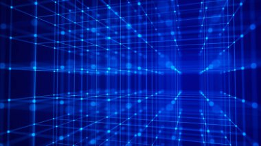 Zincir teknolojisi konseptini engelle. 3D görüntüleme. Ağ bağlantısı yapısı. Büyük veri görselleştirmesi.