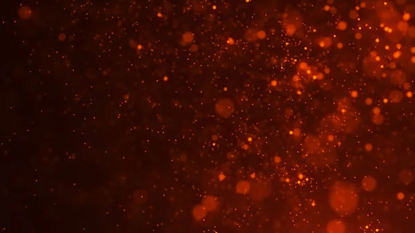 Σωματίδια σκόνης. Αφηρημένο φόντο σωματιδίων. Φωτιά που πετάει σπινθήρες. απόδοση 3D. — Φωτογραφία Αρχείου