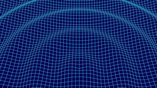 Futuristic grid background. Abstract vector wireframe landscape. Digital background with connected blue lines. Vector illustration. — ストックベクタ