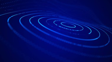 Parçacık dalgası. Dinamik bir dalga ile soyut arka plan. Büyük veri. 3d render.