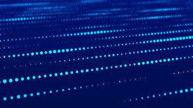 Soyut teknoloji geçmişi. Bağlı mavi noktalı dijital arkaplan. 3d oluşturma.