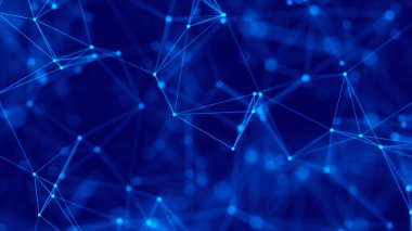 Soyut dijital arkaplan. Büyük veri görselleştirmesi. Ağ bağlantısı yapısı. Fen mavisi arka plan. 3d oluşturma.