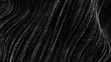 Parçacık dalgası. Dinamik dalgalı soyut bir arkaplan. Büyük veri görselleştirmesi. 3d oluşturma.