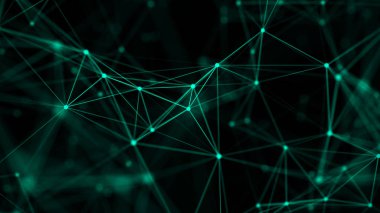 Soyut dijital arka plan. Büyük veri görselleştirmesi. Ağ bağlantı yapısı. Bilim yeşili arka plan. 3d render.