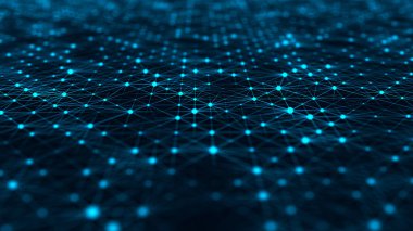 Ağ bağlantı yapısı. Soyut teknoloji arka planı. Büyük veri dijital arka plan. 3d render.