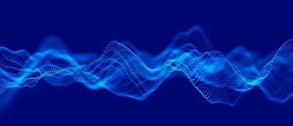 抽象技術の流れの背景 ダイナミックな波を持つ未来的なドットの背景 ビッグデータ可視化 3Dレンダリング — ストック写真