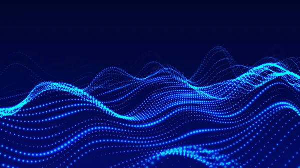 Wave Particles Abstract Background Dynamic Wave Futuristic Blue Vector Illustration — Stock Vector