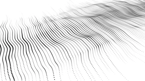 粒子の波ダイナミックウェーブを持つ抽象的な背景 ベクトルイラスト — ストックベクタ