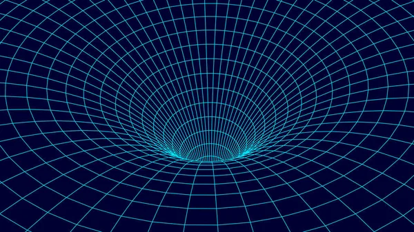 Vektortunnel Oder Wurmloch Drahtgestell Oberflächen Tunnelraster — Stockvektor