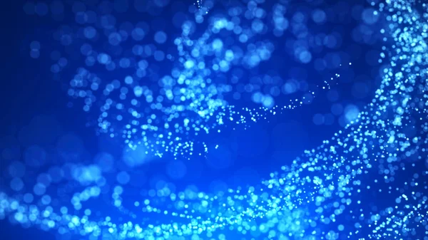 Futuristic particles background. Abstract dynamic particles explosion. Digital background with connected blue dots. 3d rendering.